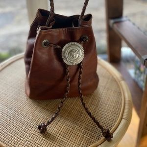 Leather Satchel Purse with silver conch clasp